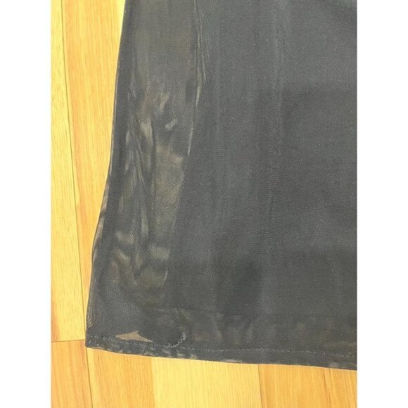 Tadashi Shoji Black Wide Leg Dressy Pants Sheer Overlay - Picture 2 of 4